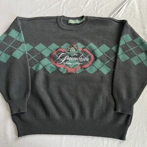 Vintage The Greenbrier Resort Sweater Mens XL Argyle Wool Blend Embroidered